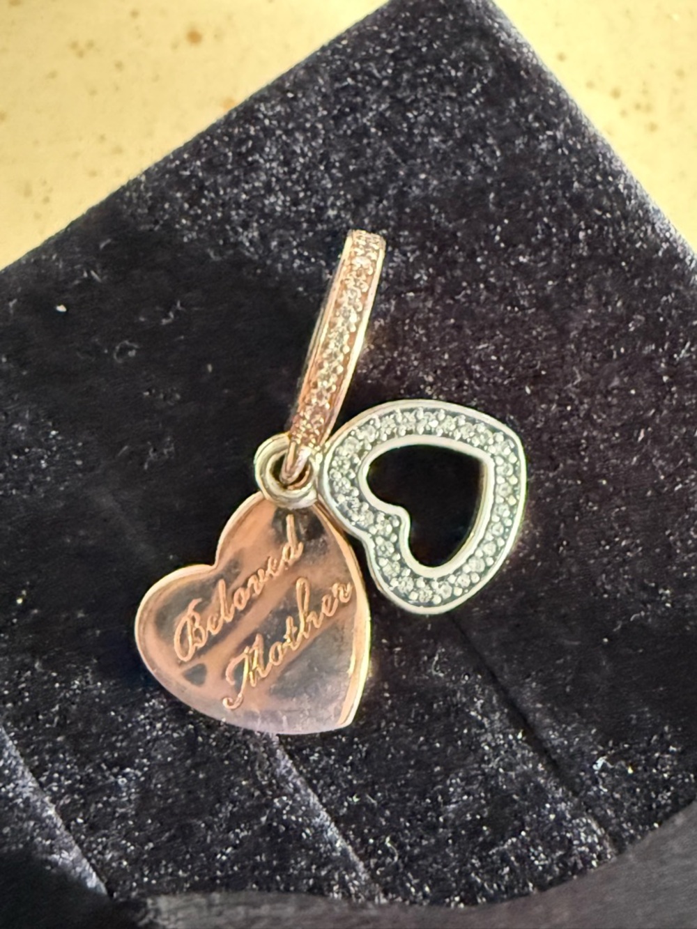 Pandora Rose Gold and Silver Heart Charm Duo